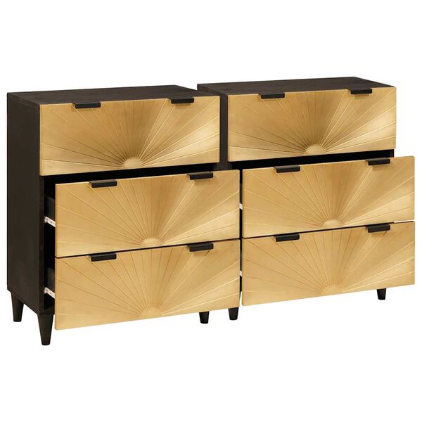 vidaXL Buffet 2 pcs Preto e Ouro 60 x 33 x 75 cm