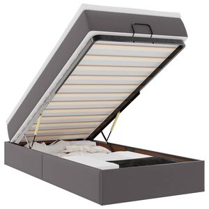 moldura de cama s&iacute;riaXL otomana com colch&atilde;o cinza 90x190cm couro falso