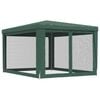 vidaXL Tenda p/ festas c/ 4 paredes laterais em rede 3x4 m PEAD verde