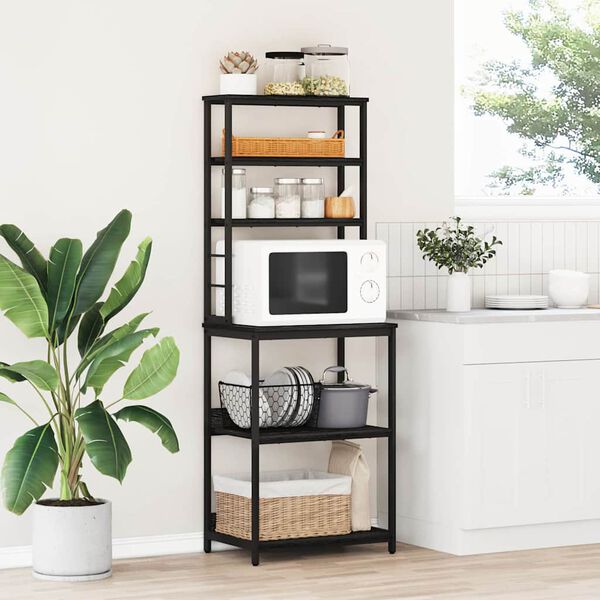 vidaXL Prateleira de Cozinha Carvalho Preto 60 x 40 x 168 cm