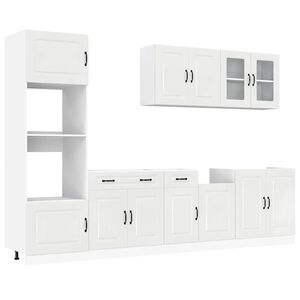 vidaXL 7 pe&ccedil;as arm&aacute;rio de cozinha conjunto Kalmar branco brilhante