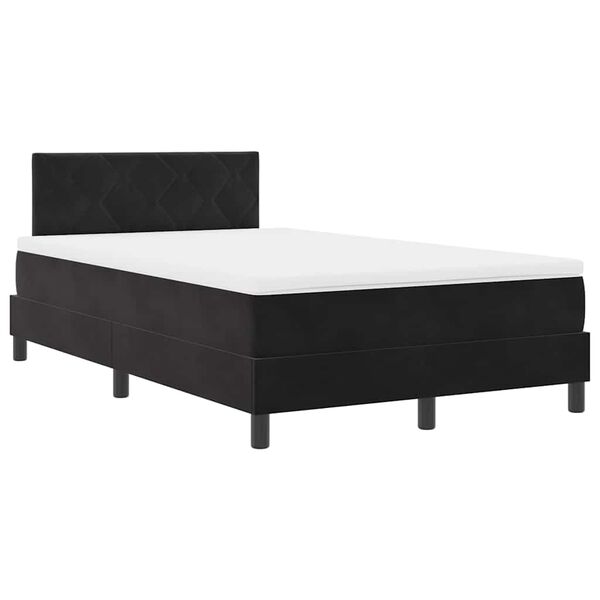 vidaXL Cama Box Spring LED com colch&atilde;o Preto 120 x 190 cm Veludo