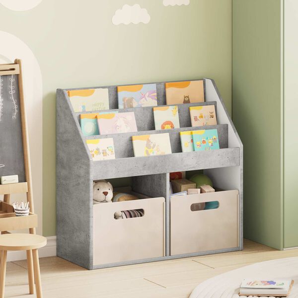 vidaXL Estante Infantil com armazenamento Cinzento 72,5 x 29,5 x 69 cm