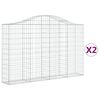 vidaXL Cestos gabião arqueados 2pcs 200x30x120/140cm ferro galvanizado