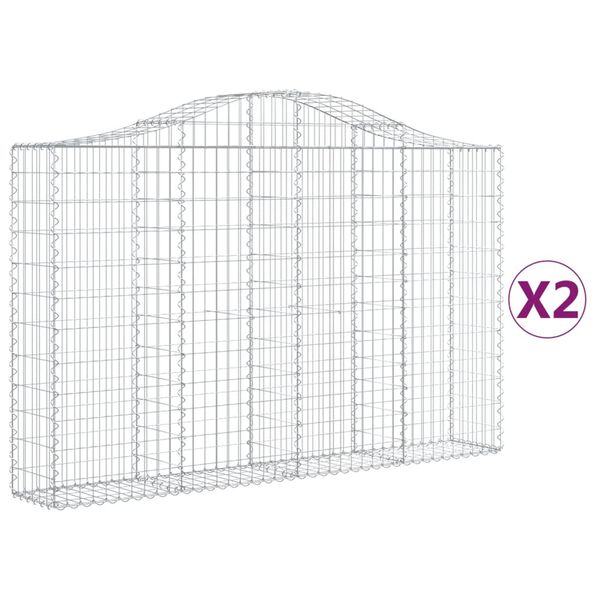 vidaXL Cestos gabião arqueados 2pcs 200x30x120/140cm ferro galvanizado