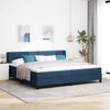 vidaXL Cama Box com colch&atilde;o com cabeceira Azul 200 x 200 cm Poli&eacute;ster