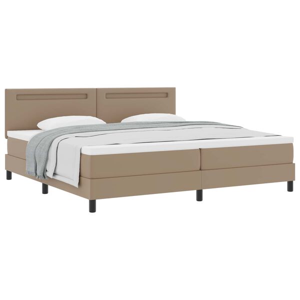 vidaXL Cama Box com colch&atilde;o Cappuccino 200 x 200 cm Couro sint&eacute;tico
