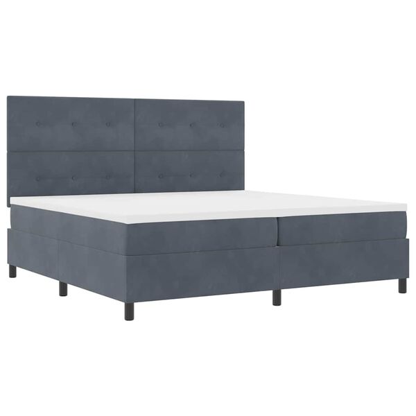 vidaXL Cama Box com colch&atilde;o Cinza Escuro 200 x 200 cm tecido