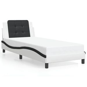 vidaXL Estrutura de cama sem colch&atilde;o Zadar couro artificial 80x200 branco/preto