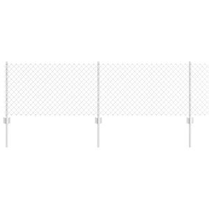 vidaXL Cerca com Poste Prateado