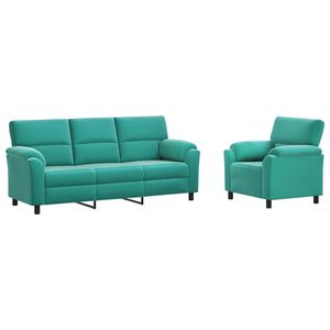 vidaXL Conjunto de Sof&aacute;s 2 pcs Turquesa Veludo