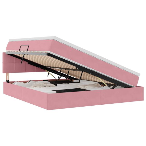 vidaXL Cama com arruma&ccedil;&atilde;o e LED com colch&atilde;o Rosa 180 x 200 cm Veludo