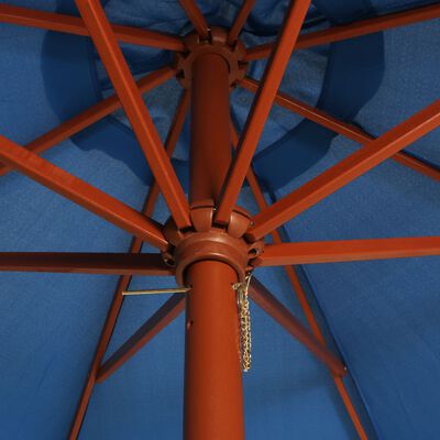 vidaXL Guarda-sol com mastro de madeira 300x258 cm azul
