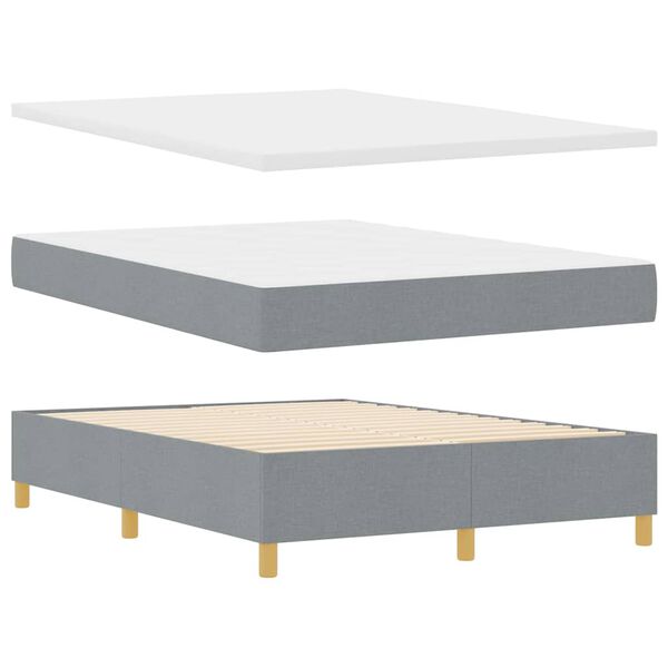 vidaXL Cama Box com colch&atilde;o Cinzento-claro 160 x 200 cm tecido