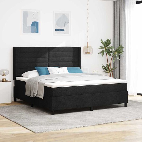 vidaXL Cama Box Spring LED com colch&atilde;o Preto 180 x 200 cm tecido