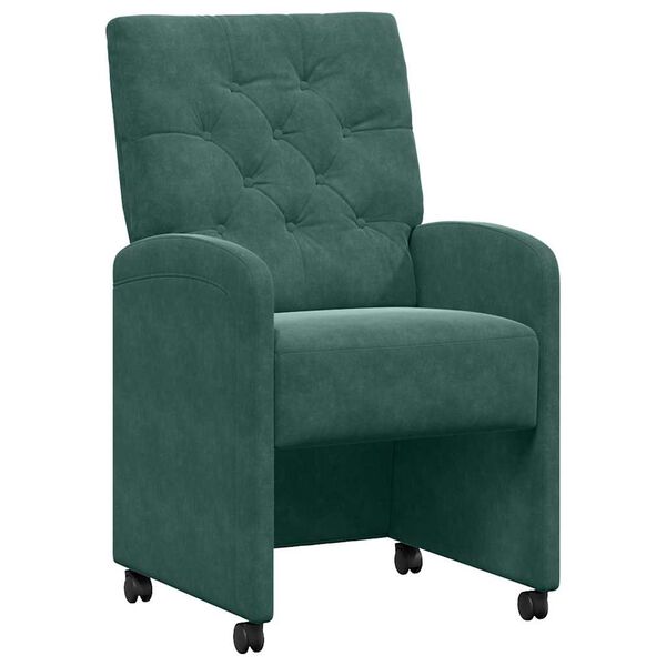 vidaXL Cadeiras de Jantar com Rodas 2 pcs Verde-escuro 58 x 67 x 97 cm