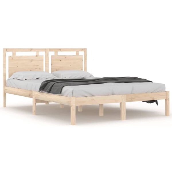 vidaXL Estrutura de cama 140x190 cm madeira maciça