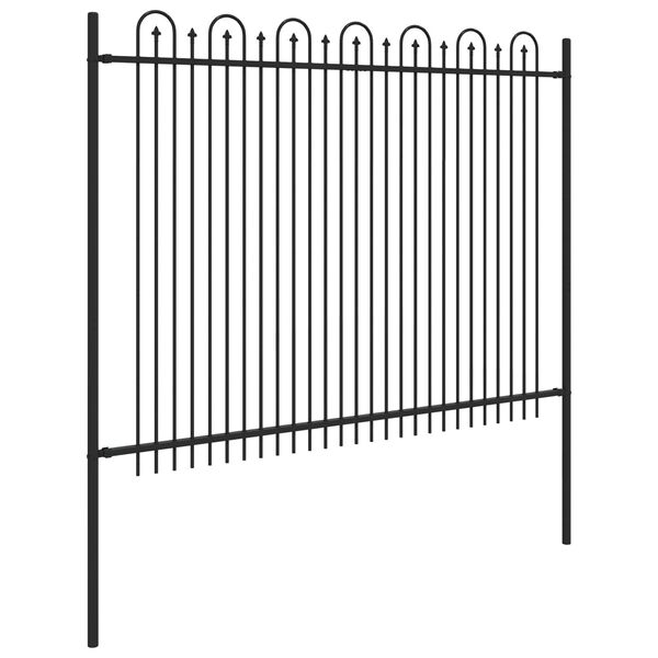 vidaXL Cerca Arqueada com Espeto Preto 200 x 200 cm A&ccedil;o revestido a p&oacute;