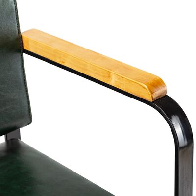 vidaXL Cadeira de barbeiro profissional couro artificial verde