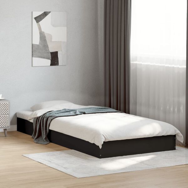 vidaXL Estrutura de cama 75x190 cm derivados de madeira preto