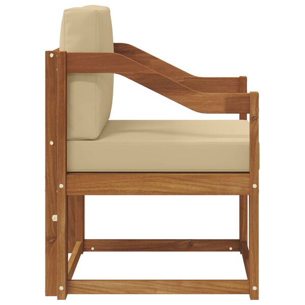 vidaXL Sof&aacute; exterior Madeira de Ac&aacute;cia maci&ccedil;a e Poli&eacute;ster Natural