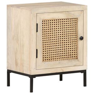 vidaXL Mesa de cabeceira 40x30x50cm mangueira maci&ccedil;a/palhinha natural