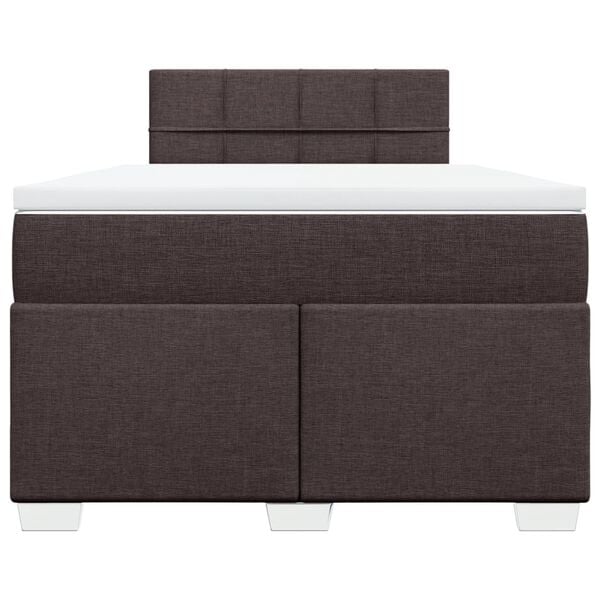 vidaXL Cama boxspring com colch&atilde;o 120x190 cm tecido castanho-escuro