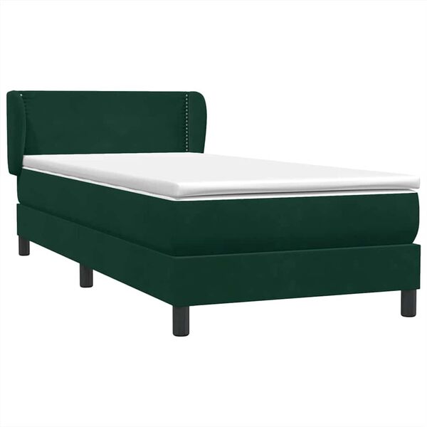 vidaXL Cama com molas/colch&atilde;o verde-escuro 80x220 cm veludo