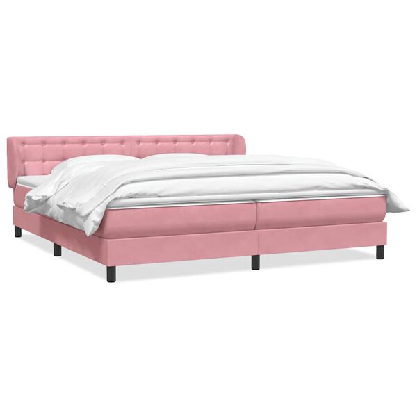 vidaXL Cama com molas/colch&otilde;es 180x210 cm veludo Rosa