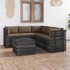 vidaXL 6 pcs conjunto lounge de paletes com almofad&otilde;es pinho maci&ccedil;o