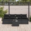 vidaXL Conjunto de Sof&aacute; de Jardim com travesseiro 5 pcs Preto vime PE
