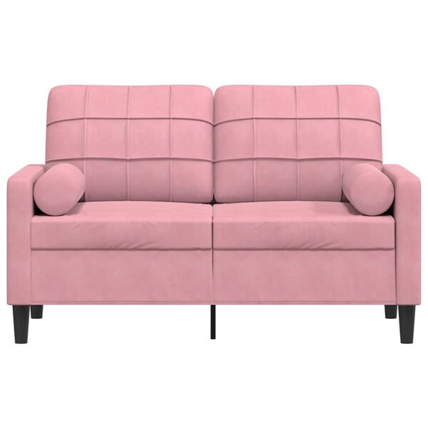 vidaXL Sofá 2 lug. c/ almofadas decorativas 120 cm veludo rosa