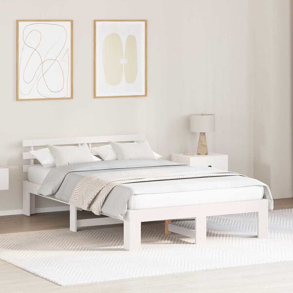vidaXL Estrutura da Cama com cabeceira Branco 120 x 190 cm