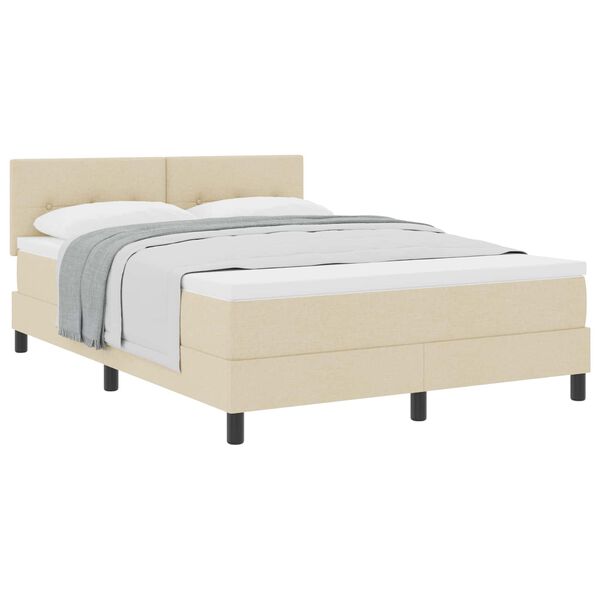 vidaXL Cama Box com colch&atilde;o com cabeceira Creme 140 x 190 cm tecido