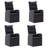vidaXL 5 pcs conjunto jantar p/ jardim c/ almofad&otilde;es vime PE preto