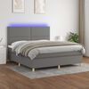 vidaXL Cama box spring c/ colch&atilde;o e LED 180x200 cm tecido cinza-escuro