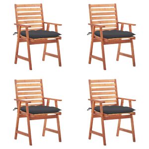 vidaXL Cadeiras de jantar p/ jardim 4 pcs c/ almofad&otilde;es ac&aacute;cia maci&ccedil;a