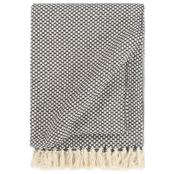 vidaXL Manta em algod&atilde;o 220x250 cm azul-marinho