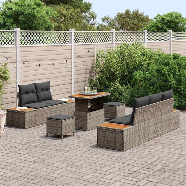 vidaXL Conjunto de Sof&aacute; de Jardim 8 pcs Cinza Claro e Cinza Escuro
