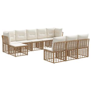 vidaXL Conjunto de Sof&aacute;s para Exterior 4 pcs Natural e Branco Creme