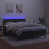 vidaXL Cama box spring c/ colch&atilde;o/LED 140x190cm veludo cinzento-escuro