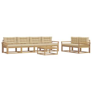 vidaXL Conjunto de Sof&aacute;s para Exterior 6 unid. Branco e Bege