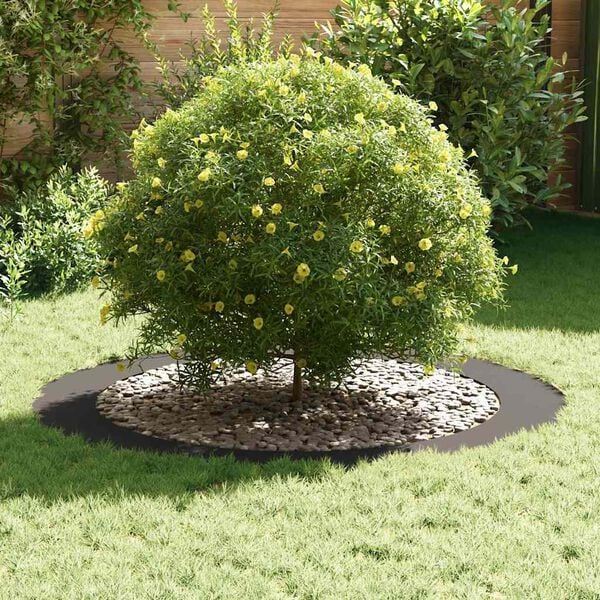 vidaXL adequado para Anel de &Aacute;rvore Plano Preto &Oslash;90 / 120 cm A&ccedil;o