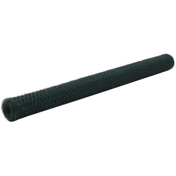 vidaXL Cerca arame galinheiro 25x1,5 m a&ccedil;o c/ revestimento PVC verde