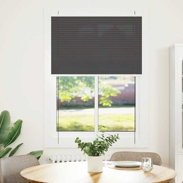vidaXL Preto Plissada Cega 90x150 cm Largura Tecido 89,4 cm Poli&eacute;ster
