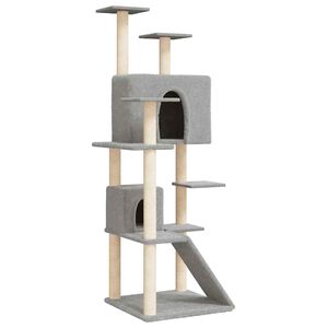 vidaXL &Aacute;rvore p/ gatos c/ postes arranhadores sisal 153 cm cinza-claro