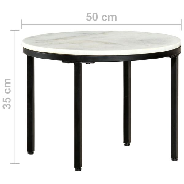 vidaXL Mesa de centro &Oslash;50 cm m&aacute;rmore genu&iacute;na maci&ccedil;a branco e preto