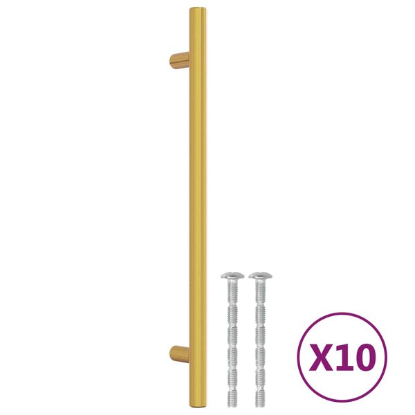 vidaXL Puxadores para m&oacute;veis 10 pcs 192 mm a&ccedil;o inoxid&aacute;vel dourado