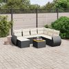 vidaXL 8 pcs conjunto sof&aacute;s de jardim com almofad&otilde;es vime PE preto