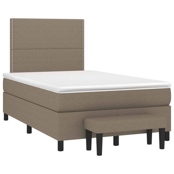 vidaXL Cama boxspring c/ colch&atilde;o 120x190cm tecido castanho-acinzentado